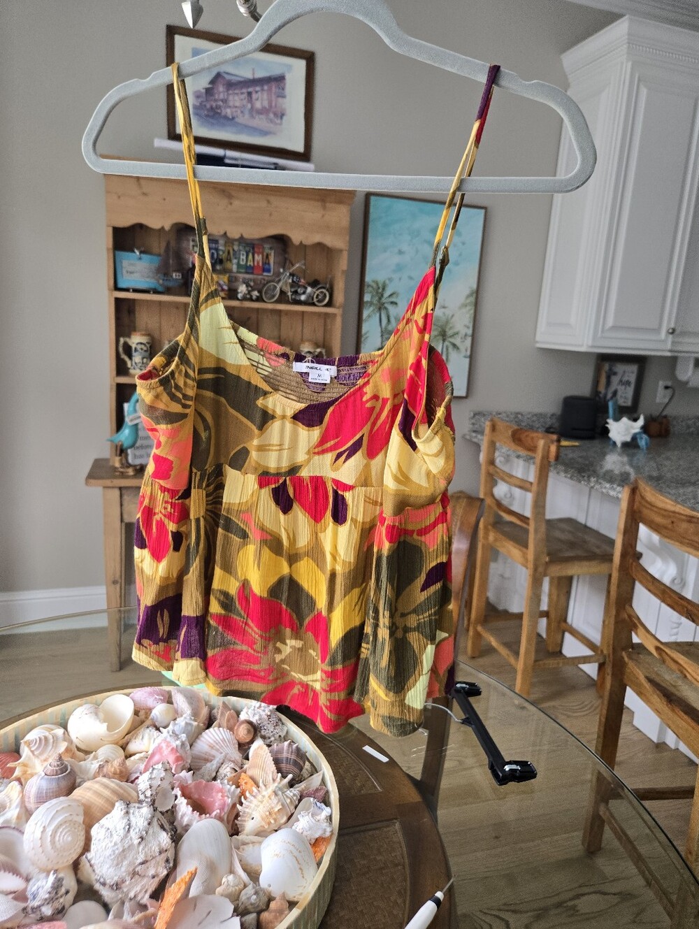 Vibrant Floral Yellow & Red Sleeveless Tank Top